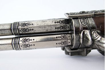 REVOLVING 2 BARREL FLINTLOCK PISTOL, FRANCE 18TH. C. 30.5CM - 1308