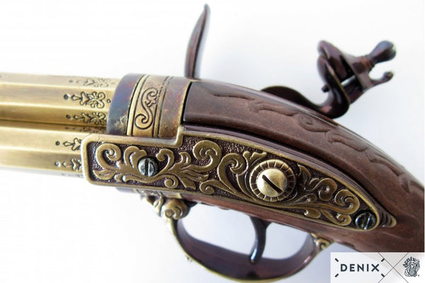 Revolving 2 Barrel Flintlock Pistol, France 18th C. - 5309