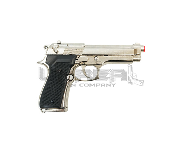 92MM PISTOL 1975 ITALY, NICKEL PLATED BERETTA 25CM MODEL: 3/1254/NQ