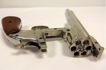 CALIBER .45 SCHOFIELD REVOLVER, USA 1869 WOODEN HANDLE BLACK BARREL 36CM MODEL: 3/1008/L