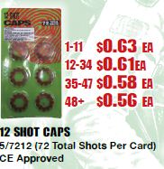 12 SHOT CAP - 6X12 SHOTS/PACK - MODEL: 5/7212